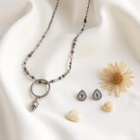 Collage of different Constance M Weeks bohemian jewelry pieces styled together by a customer